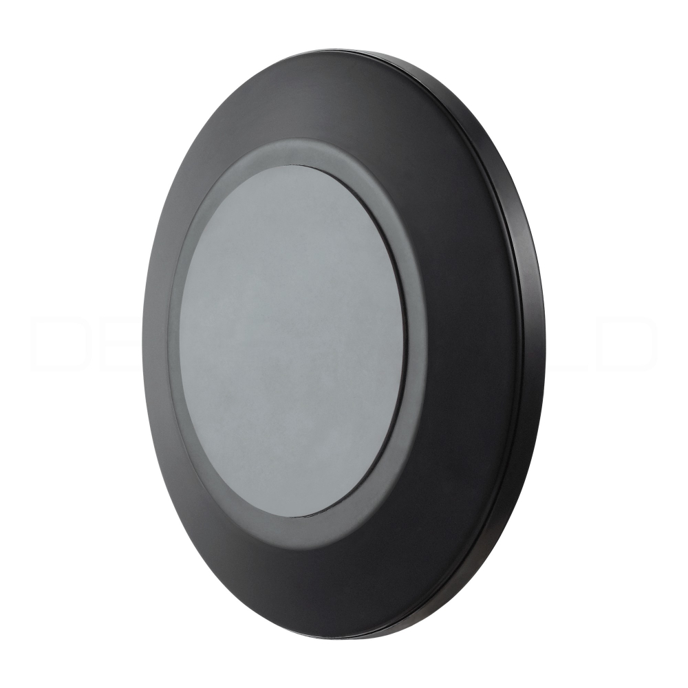 DEUSENFELD KM10B - Magnet Kosmetikspiegel mit 2 selbstklebenden Wandplatten, Klebespiegel, magnetisch abnehmbar, Ø15cm, 10x Vergrößerung, matt schwarz